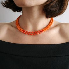 Orange Choker, Ukrainian Jewelry, Red Coral Jewellery, Red Coral Necklace, Coral Beads Necklace, Necklace Orange, Bamboo Coral, Orange Coral, Red Jewelry