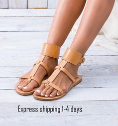 "All ORDERS SHIPPED VIA DHL EXPRESS WORLDWIDE AT NO EXTRA COST FAST, DEPENDABLE INTERNATIONAL SHIPPING. Delivery time 1-4 days. (Please leave a note with your phone number as it is required by the carrier) Handmade Greek sandals KASOS D E T A I L S * Colour: Natural, Gold, Black * Materials : -natural cow leather for straps and insole. -Durable rubber for my handmade sole * Heel height: 1.2cm 🔸 Size Guide 🔸 SIZE(EU/US) sole length in inches(cm) EU 35 / US 4.5 8.93'' (22,7cm) EU 36 / US 5 9.17\ Summer Toe Ring Sandals With Flat Heel, Adjustable Flat Heel T-strap Sandals For Summer, Adjustable Toe Loop T-strap Sandals For Summer, Summer Ankle Strap Toe Ring Sandals, Adjustable Toe Ring Sandals With Single Strap For Summer, Summer Toe Ring Sandals With Ankle Strap, Summer Barefoot Sandals With Ankle Strap, Adjustable Flat Barefoot Sandals For Summer, Summer Leather Toe Ring Sandals With Flat Heel