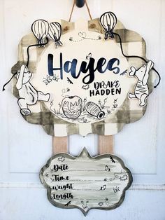 a sign hanging from the side of a door that says hagge okay haden