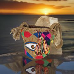 Georgia medium Handmade Punch-needle Wayuu Mochila Bag - a perfect gift for her Multicolor Handwoven Bucket Bag As A Gift, Multicolor Weaving Bucket Bag For Travel, Multicolor Woven Bucket Bag As Gift, Multicolor Woven Bucket Bag Gift, Multicolor Woven Bucket Bag For Travel, Artisan Multicolor Handwoven Bag, Multicolor Artisan Handwoven Bag, Traditional Multicolor Woven Bucket Bag, Multicolor Handwoven Artisan Bag