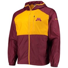 Prepare to triumph over unfavorable weather with this Flash Forward Hoodie full-zip windbreaker from Columbia. It features the Minnesota Golden Gophers logo and multiple pockets to keep your essentials close at hand. You'll gain an advantage against windy conditions in this Minnesota Golden Gophers jacket. Imported Brand: Columbia Officially licensed Machine wash, tumble dry low Adjustable drawcord hem Full-zip front Scuba hood without drawstring Flatlock stitching Elastic cuffs Locker loop One Drawstring Hood Outerwear For Sports Season, Team-colored Long Sleeve Track Jacket For Fall, Team-colored Fall Outerwear For Fan Gear, Hooded Outerwear For Sports Season Outdoor Activities, Hooded Outerwear For Sports Season Activities, Hooded Outerwear For Sports Season, Waterproof Track Jacket For Fall Hiking, Hooded Windbreaker For Outdoor Sports Season, Hooded Nylon Windbreaker For Sports Season