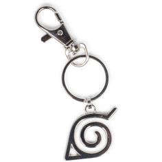 a metal keychain with a spiral design on it