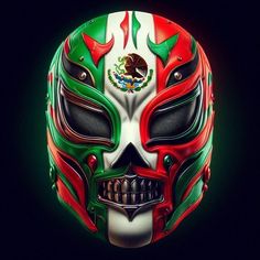 a mexican mask with the flag of mexico painted on it