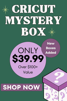 Cricut Mystery Boxes are back. Over $100+ value for only $39.99! A variety of Cricut crafting supplies. Cricut Supplies, All For One, Mystery Boxes, Super Saver