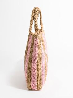 Casual style. Lightweight. Straw. Raffia natural fiber. Color may be lighter or darker depending of the device it is displayed. Pink Tote Bucket Bag For Everyday, Casual Pink Rectangular Bucket Bag, Pink Tote Bucket Bag For Daily Use, Large Beige Casual Beach Bag, Trendy Large Beige Bag, Pink Rectangular Bucket Bag For Daily Use, Eco-friendly Pink Shoulder Bag For Everyday, Large Capacity Pink Crochet Bag For Shopping, Casual Pink Crochet Bag For Daily Use