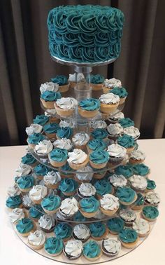 cupcakes are stacked on top of each other