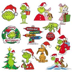 the grin's christmas stickers are all different sizes and colors, including one for each