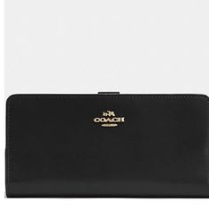 Refined Calf Leather Snap Closure Fifteen Credit Card Pockets 3 Full-Length Bill Compartments Id Window Zip Coin Pocket Fits All Phone Sizes Up To An Iphone 7 Plus And Samsung S7 Edge Approx. 7.75" L X 4" H Coach Evening Clutch Wallet, Elegant Coach Clutch With Card Slots, Elegant Wallets With Snap Closure, Classic Coach Clutch With Card Slots, Coach Black Evening Wallet, Elegant Coach Clutch Wallet, Classic Coach Travel Wallet, Classic Evening Bags With Rfid Blocking, Elegant Coach Wallet