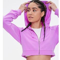 Beautiful Color Sporty Purple Sweatshirt For Spring, Trendy Purple Spring Sweatshirt, Purple Athleisure Tops For Winter, Fitness Fashion Active Wear, American Eagle Sweatshirt, Cropped Zip Up, Womens Windbreaker, Zip Up Sweatshirt, Cold Shoulder Long Sleeve