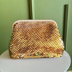 Gold Evening Clutch, Evening Clutch With Sequins, Gold Sequin Clutch Bag - Etsy Evening Bags With Sequins For Party Season, Glamorous Glitter Clutch For Evening, Glamorous Evening Clutch With Glitter, Sequined Party Clutch Bag, Party Clutch With Sequins, Party Clutch Bag With Sequins, Glamorous Sequin Evening Bag, Chic Glitter Evening Bag For Events, Formal Sequined Bags For Party Season