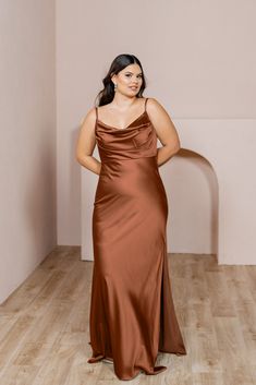 Model: Barbara; Size: 14 Cinnamon Rose, Wedding Parties Colors, Rose Bridesmaid Dresses, Bridesmaid Dressing Gowns, Maxi Bridesmaid Dresses, Bridesmaid Dress Colors, Satin Bridesmaid Dresses, Dress Silhouette, Satin Dress