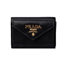 Fashion Meets Function With The Prada Vitello Black Leather Envelope Tri-Fold Wallet. Crafted From Luxurious Black Vitello Leather, This Durable Wallet Is Ideal For Everyday Use. The Compact Trifold Design Includes Multiple Card Slots, A Bill Compartment, And An Exterior Snap Pocket. Finished With The Iconic Prada Logo Plaque In Gold For An Elevated Touch, This Chic Wallet Will Make A Classic Addition To Your Collection. Model: 1mh021 Black Vitello Leather Prada Logo Plaque Gold-Tone Hardware Tr Leather Envelope, Prada Logo, Envelope Wallet, Key Wallet, Leather Bifold Wallet, Fold Wallet, Leather Key, Trifold Wallet, Card Holder Wallet