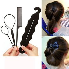 4pcs tail Creator Plastic Loop Styling Tools Tail Clip Hair Braid Maker Styling Tool Fashion Salon Feature: 100% brand new and high quality . Quantity:4 Material: Plastic Color:Black Easy and convenient to carry and use Brings you a new hair style in seconds Package Content: 1 x 4pcs Hair Braid Maker Styling Tool Hair Tool Set, Hair Braiding Tool, Braid Tool, 2020 Hairstyles, Hair Braider, Lazy Hairstyles, Hair Indian, Braided Ponytail Hairstyles, Magic Hair