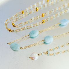 Delicate Necklaces Rosary Style. Our summer sale has officially started! Get 20% off $100 with coupon 20SUMMER20. Gold Bohemian Necklace With Amazonite, Gold Bohemian Amazonite Necklace, Gold Amazonite Jewelry With Gemstone Beads, Gold Amazonite Gemstone Beads Jewelry, Handmade Gold Amazonite Necklaces, Handmade Gold Amazonite Necklace, Gold Amazonite Gemstone Necklaces, Gold Amazonite Jewelry With Natural Stones, Gold Aquamarine Gemstone Beads Jewelry