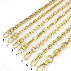 Brass Purse Chain In Gold, Chain Shoulder Strap Replacement For Handbag/Purse,Metal Crossbody Shoulder Strap *Material: Brass & Steel *Length: 100cm/110cm/120cm *Color: Gold *Attention: The price is for 1 pc. Quality is our top priority.If you have any questions, please do not hesitate to contact me. Handbag With Chain, Leather Bag Design, Diy Chain, Diy Handbag, Star Chain, Metal Straps, Purse Strap, Bag Design, Top Priority