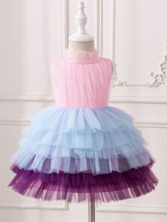 Baby Girls' Formal Party Dress,  And Stylish, Suitable For Birthday Party, Evening Party, Wedding, Christening, And First Birthday Celebration Multicolor   Sleeveless Woven Fabric Colorblock,Ombre Fit and Flare Slight Stretch  Baby Girls Clothing, size features are:Bust: ,Length: ,Sleeve Length: Pink Sleeveless Ball Gown For Dress-up, Spring Purple Ball Gown For Party, Spring Purple Party Ball Gown, Purple Spring Party Ball Gown, Purple Princess Sleeveless Dress, Princess Style Sleeveless Purple Dress, Purple Tulle Birthday Dress, Purple Princess Dress For Summer, Purple Sleeveless Dress For Pageant