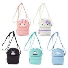 This Sanrio Mini Backpack Crossbody Bag will keep your daily essentials by your side! Each one can be hung over the shoulder with a strap at the top, and includes two zipper compartments to store all of your small gifts. Complete your cutest outfit with these pretty and practical Sanrio shoulder bags. Bag measures 8" x 6" x 3", strap measures 28" long. Official Sanrio item, imported from Japan. Card Costume, Sanrio Bag, Coin Bag, Cute Purses, By Your Side, Mini Backpack, Best Brand, Lunch Bag, Sales Gifts