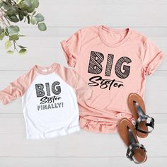 "Custom Big Brother Big Sister T-Shirts, Little Sister, Matching Brothers, Little Brother, Sibling Hospital Outfits, Brother Est. 2024 Shirt Celebrate the upcoming addition to your family with our Custom Big Brother and Big Sister T-Shirts! These adorable sibling shirts are the perfect way to announce the arrival of a new family member, \"Brother Est. 2024.\" Whether it's a little sister or little brother, these matching shirts make a heartwarming statement. They're not just outfits; they're the Sibling Hospital Outfits, Family Matching Short Sleeve Tops With Letter Print, Family Matching Tops With Letter Print And Short Sleeves, Relaxed Fit Pink Top With Lettering, Pink Cotton Tops With Lettering, Pink Cotton T-shirt With Lettering, Big Sister T Shirt, Big Brother Big Sister, Hospital Outfit