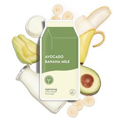 Avocado Banana Milk Hydrating Plant-based Milk Sheet Mask Candle Samples, Hydrating Sheet Mask, Educator Gifts, Avocado Banana, Banana Milk, New Home Cards, Cocktail Mix, Winter Candle, Mom Cards