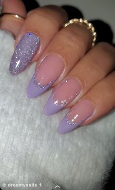 Nails Lilac, Lilac Nails Design, Quinceanera Nails, Hoco Nails, Lilac Nails, Purple Acrylic Nails, Lavender Nails, Girly Acrylic Nails, Almond Acrylic Nails