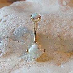 White Internally Threaded Belly Ring As Gift, Opal Piercing, Opal Belly Ring, Face Jewelry, Belly Button Piercing Jewelry, Button Piercing, Face Jewellery, Piercing Ideas, Belly Button Piercing