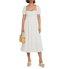 Brand: Opt Color: White Condition: New With Tags Msrp: $148.00 Classic White Puff Sleeve Midi Dress! Reminiscent Of The French Countryside With A Minimalistic And Timeless Look. Beautiful Day Dress For Wedding Events And Parties. Sweeheart Neckline Puff Sleeves Smocked Waist Stretch Back Panel Zipper Back Dual Pockets Flax/Cotton/ Viscose/ Polyester Hand Wash Length 47" Natural Flax Blend Fabric Natural Imperfections *Last Photo Size 4 Pit To Pit 15" Waist Across 12" (Unstretched) Bust 34" Waist Summer Dress With Pleated Bodice And Puff Sleeves, Summer Puff Sleeve Dress With Pleated Bodice, White Puff Sleeve Dress With Ruched Fitted Bodice, White Puff Sleeve Dress With Ruched Bodice, Pleated Bodice Puff Sleeve Summer Dress, Elegant Midi Dress With Pleated Bodice For Day Out, Chic Midi Dress With Pleated Bodice And Puff Sleeves, Brunch Puff Sleeve Dress With Ruched Bodice, Puff Sleeve Dress With Ruched Bodice For Brunch