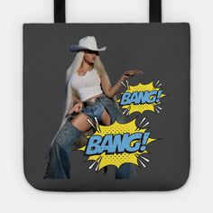 Bang Bang B -- Choose from our vast selection of tote bags to match with your desired size to make the perfect custom tote. Pick your favorite: Movies, TV Shows, Art, and so much more! Available in Single Sided Print or Double Sided Print in small, medium, and large. Perfect for work, class, the beach, and leisure. Bang Bang, Custom Tote, Bangs, Tote Bags, Double Sided, The Beach, Cowboy, Favorite Movies, The Selection