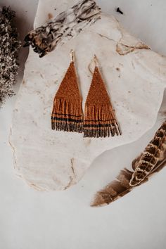 Brown Handwoven Drop Earrings, Brown Handwoven Earrings For Festival, Brown Handwoven Festival Earrings, Traditional Woven Dangle Jewelry, Woven Drop Earrings, Artisan Woven Dangle Jewelry, Festival Woven Dangle Jewelry, Artisan Woven Dangle Earrings, Artisan Handwoven Orange Earrings