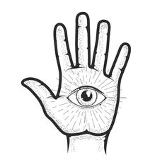 a hand with an all seeing eye drawn on it