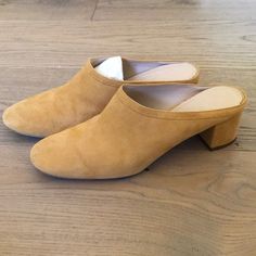 Everlane Suede Mules. Mustard Color. Size 10. Tried On A Couple Times But Never Worn Out! Everlane Clogs, Everlane Shoes, Suede Mules, Mustard Color, Mule Clogs, Mules Shoes, Yellow Orange, Orange Yellow, Color Orange