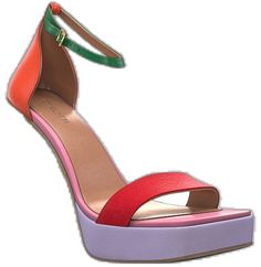 Orange Ankle Strap Sandals With 4-inch Heel, Multicolor Open Toe Heels With Contrasting Heel Counter, Orange Sandals With 4-inch Heel And Round Toe, Orange Open Toe Sandals With 4-inch Heel, Orange Sandals With 4-inch Heel And Open Heel, Multicolor 4-inch Leather Heels, Multicolor Sandals With 4-inch Heel And Round Toe, Multicolor Leather Heels With Red Sole, Multicolor Ankle Strap Leather Heels