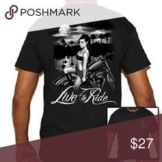 New ~ LIVE TO RIDE Motorcycle biker T- Shirt Large New Black Size Large LIVE TO RIDE Motorcycle biker T- Shirt  * New Without Tags Shirts Tees - Short Sleeve Biker Style T-shirt For Summer Streetwear, Biker Style Streetwear T-shirt For Summer, Fitted Crew Neck Biker Top, Fitted Biker Top With Crew Neck, Black Tops With Front Print For Biker Events, Biker Events Short Sleeve T-shirt With Front Print, Black Biker T-shirt For Summer, Black Short Sleeve Biker Top, Biker Style Short Sleeve T-shirt With Front Print