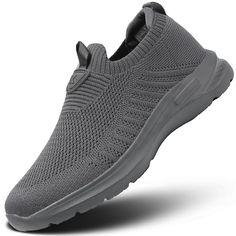 PRICES MAY VARY. The latest in mesh technology features an elastic design that intertwines with the knitted upper, helping your foot feel secure as you run. Memory foam insole.Comfortable and soft,the feeling of walking on the cloud and don't feel sore feet as you all day. Low-top design and easy pull on and take off.Padded collar and tongue fit the ankle better and prevent wear. This shoes have lightweight foam under foot.Foam full length cushioned comfort and athletic-inspired lightweight shoc Comfortable Slip-resistant Running Shoes With Athletic Fit, Slip-resistant Gray Sneakers For Jogging, Lightweight Slip-resistant Sneakers For Light Sports, Lightweight Non-slip Walking Shoes For Sports, Comfortable Mesh Slip-on Walking Shoes, Casual Gray Slip-resistant Running Shoes, Sporty Gray Slip-on Sneakers, Comfortable Gray Slip-on Sneakers For Light Sports, Lightweight Slip-resistant Running Shoes