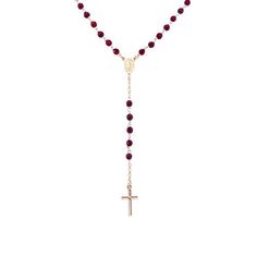 Sterling Silver Rosary classic necklace ruby agate grains- rose Made in Italy Elegant Rose Gold Necklaces With Gemstone Beads, Elegant Ruby Necklaces With Natural Stones, Elegant Ruby Necklace With Natural Stones, Elegant Rosary With Polished Beads For Gift, Elegant Rosary With Polished Beads As Gift, Elegant Gift Rosary With Polished Beads, Elegant Ruby Necklace With Polished Beads, Silver Rosary, Necklace Ruby