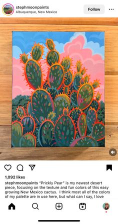 an image of a cactus painting on a wooden wall with the caption above it