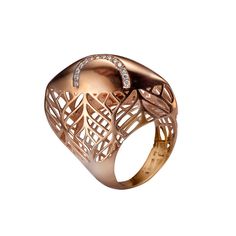 Gold statement ring, Diamond ring, Large abstract gold ring, modern architectural geometric ring, one of a kind designer ring Ring description : # 2201 18 Karat Rose Gold Size: 6 1/4 Adjustable - Send us your size! Metal Weight: 5.20 grams DIAMONDS: Weight: 0.16 carat Color: E-F Clarity: VS All our diamonds are 100% Natural and conflict-free For any insurance purposes, this item includes an appraisal certificate, our appraisal estimated replacement retail value is $5,600 INCLUDES: Gemological ce Statement Rings Diamond, Beautiful Diamond Rings, Gold Statement Ring, Stylish Rings, Etsy Gold Ring, Geometric Ring, Ring Diamond, Large Abstract, White Ring