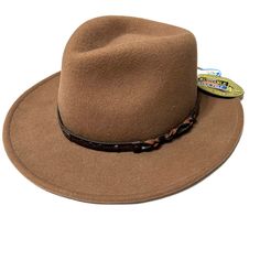 Dorfman Pacific Company Outback Hat Scala Crushable Felt Brown. Felt Outback Hat, Brown Wide Brim Adjustable Hat, Adjustable Fit Brown Hat For Country Events, Brown Wide Brim Hat With Adjustable Fit, Adjustable Fit Country Style Brown Hat, Adjustable Fit Brown Country Hat, Brown Adjustable Fit Country Hat, Brown Adjustable Fit Wide Brim Hat, Fitted Brown Felt Hat For Outdoor