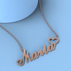 Maria name necklace Gold Custom Necklace with heart, Personalized Gifts For Her/Him Add something extra special to your jewelry box with Name Necklace Official engravable necklaces.
									The Maria's name necklace with little heart unique gifts Gold is best gifts for Maria. Name Necklace Official provides affordable engravable jewelry that won't 
									break the bank. In addition, these pieces make for very thoughtful and appreciated gifts for friends and family. 
									And whether vale Rose Gold Name Necklace For Anniversary Gift, Rose Gold Engraved Heart Pendant Name Necklace, Personalized Rose Gold Name Necklace With Heart Pendant, Engraved Rose Gold Heart Pendant Name Necklace, Customizable Rose Gold Heart Name Necklace, Customizable Rose Gold Heart Necklace, Personalized Heart-shaped Rose Gold Name Necklace, Personalized Rose Gold Name Necklace For Anniversary, Personalized Rose Gold Heart Name Necklace