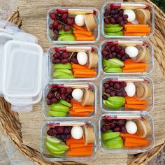 an instagram photo with several plastic containers filled with fruit and veggies