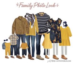 a family photo is shown with clothes and shoes