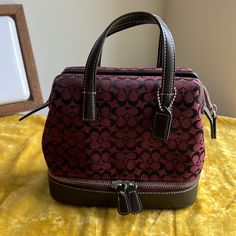 Small Coach Bag Euc, I Never Used It! Coach Cosmetic Bag, Coach Crossbody Satchel With Zipper Closure, Coach Satchel With Zipper Closure, Burgundy Satchel With Zipper And Double Handle, Burgundy Double Handle Satchel With Zipper, Red Coach Bag For On-the-go, Coach Travel Satchel With Zipper Closure, Satchel With Zipper Closure For Errands, Pouch Satchel With Zipper Closure For Errands