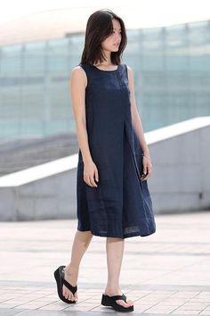 Linen dress linen dress midi midi dress navy dress long | Etsy Navy Linen Summer Dress, Casual Navy Sleeveless Dress For Spring, Casual Blue Linen Sleeveless Dress, Knee-length Linen Sleeveless Dress For Daywear, Navy A-line Summer Dresses, Navy Knee-length Midi Dress For Summer, Casual Sleeveless A-line Linen Dress, Causal Dresses, Dress Linen