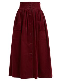 Vampire's Wife, The Vampires Wife, Burgundy Skirt, Cotton Midi Skirt, Exhibition Booth, Historical Dresses, Mode Inspo, Sewing Project, Mode Vintage