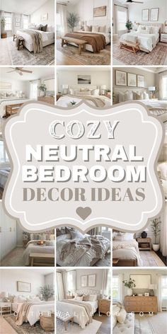 neutral bedroom ideas Bedroom Earthy, Bedroom Decor Neutral, Minimal Bedroom Ideas, Cozy Neutral Bedroom