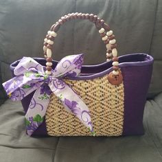 Nwot. This Purple Bag Is New, Never Worn. Zippered With Cute Designs From The Body, The Handle, Most Especially The Bow! Great For Summer! Purple Bag, Large Bags, The Body, Cute Designs, Color Purple, Straw Bag, Straw, Bag Lady, Zipper