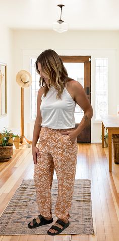 These elastic waste, flowy pants are super comfortable, soft, and have pockets. They fit a little snug in the hip/pocket area recommend sizing up. 100% Polyester Spring Loungewear Harem Pants With Side Pockets, Spring Side Pockets Harem Pants For Loungewear, Spring Harem Pants With Side Pockets For Loungewear, Spring Stretch Harem Pants With Side Pockets, Relaxed Bottoms With Side Pockets For Spring, Stretch Harem Pants With Side Pockets For Spring, Spring Pants With Comfort Waistband And Loosely Fitted Hips, Wide-leg Bottoms With Side Pockets For Day Out, Wide-leg Pants With Side Pockets For Day Out