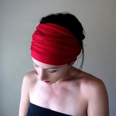 EcoShag® LIPSTICK RED Head Scarf, Boho Hair Scarf for Women - ECOSHAG Red Head Scarf, Crimson Red Hair, Celtic Women, Crimson Hair, Shirt Craft, Red Hair Accessories, Wrap Headband, Comfortable Headbands, Scarf Hair