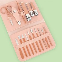 Manicure Set Nail Clippers Pedicure Kit, 16 pcs Stainless Steel Nail Care Tools Grooming Kit with Luxurious Travel Leather Case for Thick Nails Men Women Gift Color: Pink. Nail Care Tools, Luxurious Travel, Thick Nails, Steel Nail, Pedicure Kit, Manicure Set, Grooming Kit, Nail Clippers, Luxury Travel