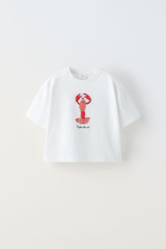 EMBROIDERED LOBSTER T-SHIRT Teddy Bear T Shirt, Lobster Shirt, T Shirts For Girls, Crochet Coat, Zara Kids, Bear T Shirt, Linen Blazer, T-shirt Polos, Zara United States