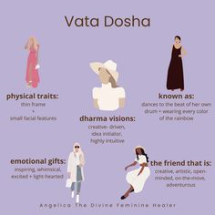 The truth about knowing what dosha is your constitution (prakruti) is that you are all of the doshas! However, some of us have more Vata, Pitta or Kapha in varying degrees. We can even be a pretty even dual dominated dosha combo. Remember, just because you relate to Vata on a soul level, doesn’t necessarily mean you have a Vata imbalance. What part of you relates to being a Vata?! Angelica Rose The Divine Feminine Healer #ayurveda #soulpreneur #spiritualbusiness #dharma #ayurvedicpractitioner Vata Imbalance, Angelica Rose, Ayurveda Diet, Emotional Gifts, Vata Pitta, Ayurvedic Diet